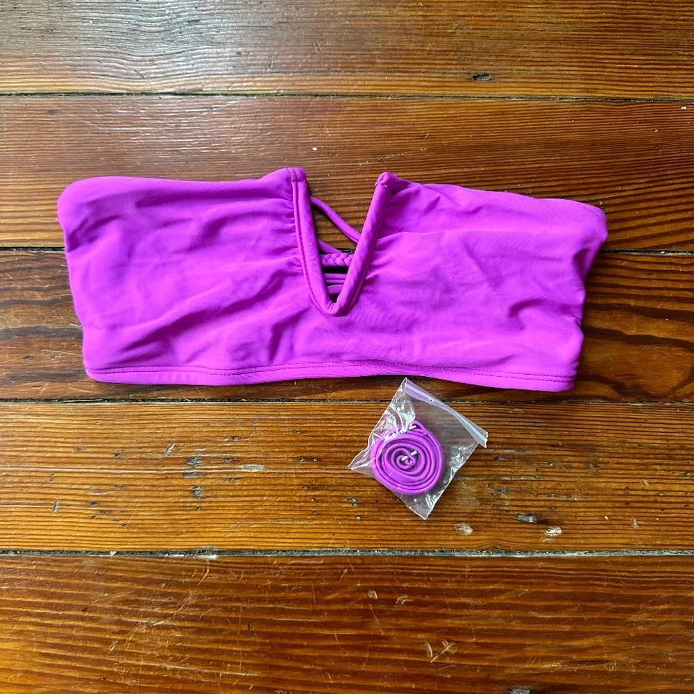 Strappy bandeau bikini top w spare halter strap XS